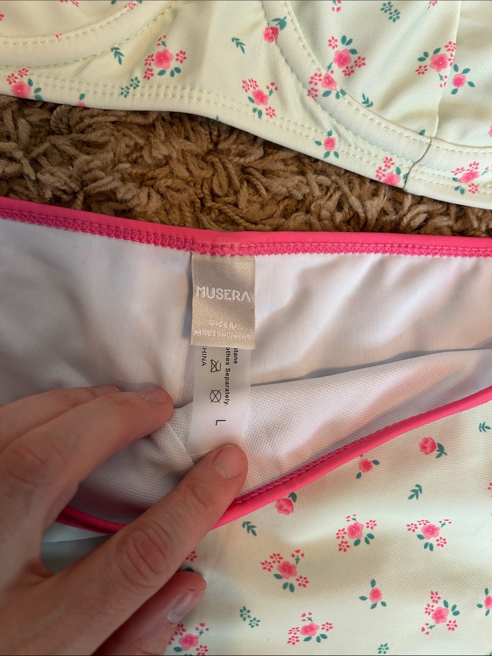 Musera mint and pink two piece boy short bikini size large - Picture 2 of 5